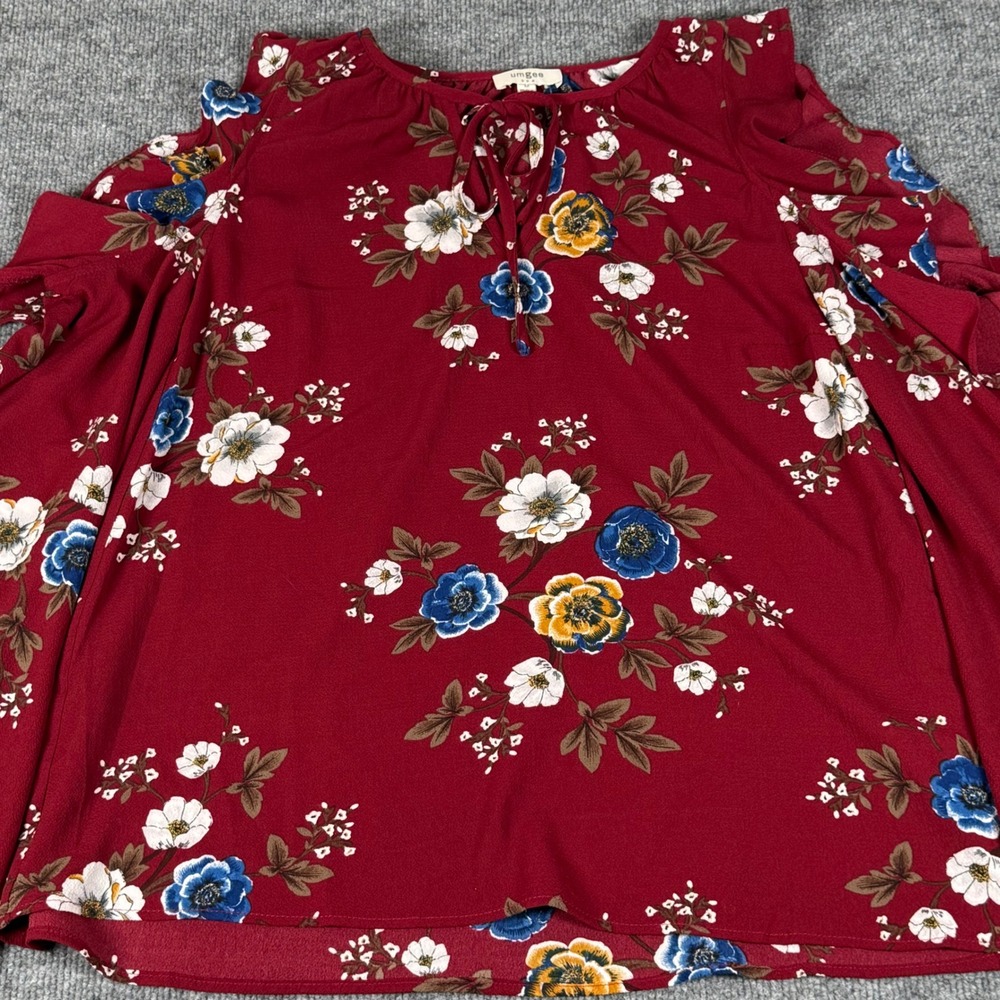 UMGEE Anthropology Cold Shoulder Blouse M Bell Sleeve Boho Peasant Hippie Top